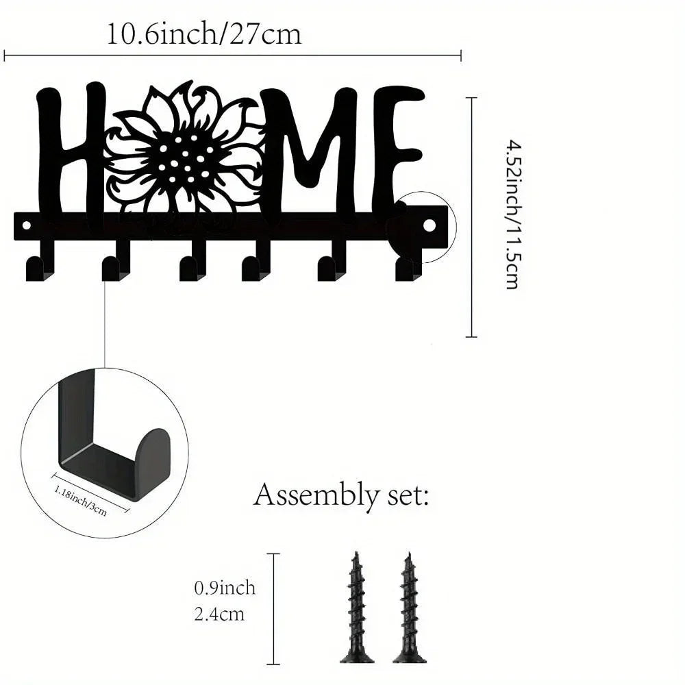 CIFBUY Iron Wall Art Metal Key Hook Home Entryway Organizer for Coats Hats Bags Decorative Hanging Decor Modern Rustic Accent
