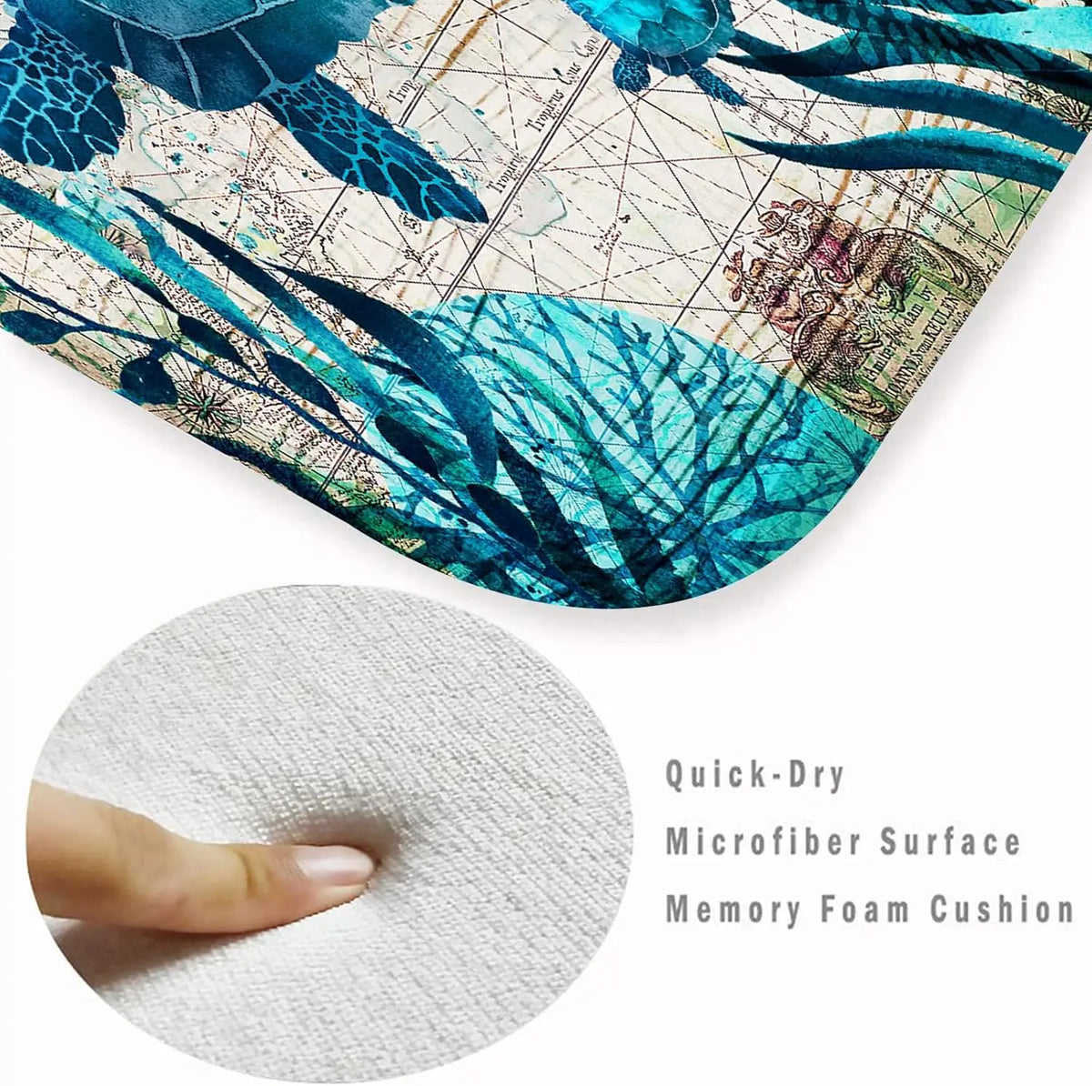 Coastal Sea Turtle Ocean Life Runner Rugs Decor Kitchen Hallway Balcony Floormat Bedroom Entrance Doormat Bath Non-Slip Foot Pad