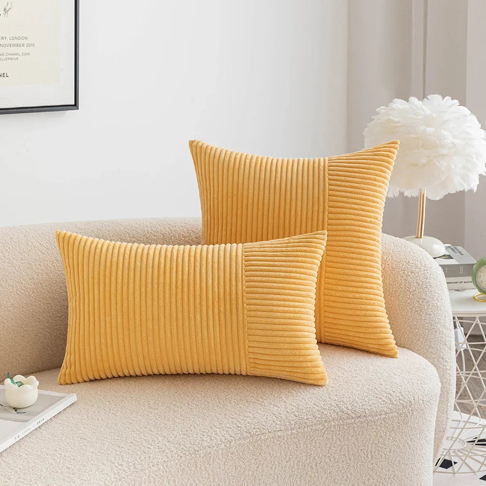 Striped Corduroy Cushion Cover Decorative Pillows for Sofa Living Room Patchwork Throw Pillow Cover Modern Simple Waist Cover