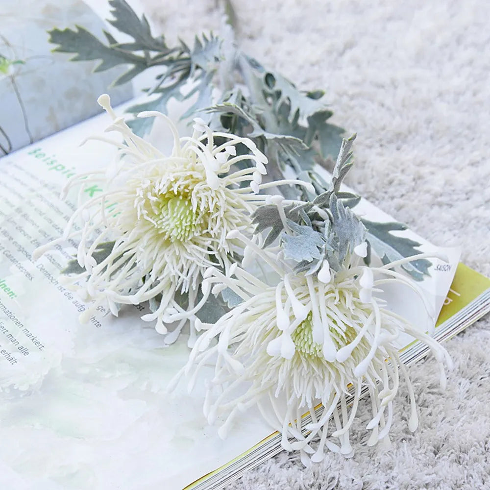 Artificial Flowers Short Branch Crab Claw 2 Fork Pincushion Festival Garland Vase for Home Wedding Room Decoration Fake Planting