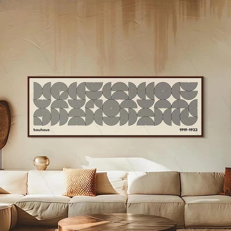 Medieval-modern canvas Bauhaus style decorative poster for living room art with horizontal and vertical geometric lines