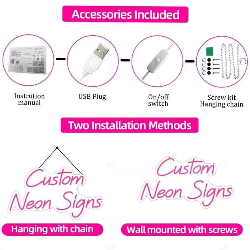 Custom LED Neon Sign Personalized Name Light for Kid Teens Bedroom Unique Gift with Customizable Designs for Trendy Wall Decor