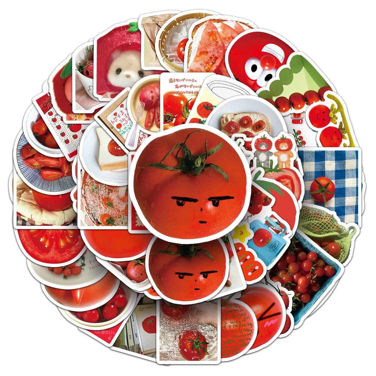 50Pcs Funny Tomato Cartoon Cute Waterproof Sticker Skateboarding Retro Home Decal Sticker