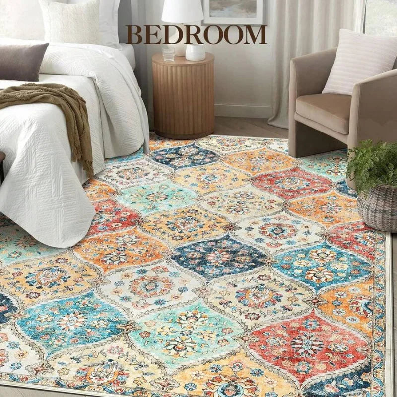 VIKAMA Bohemian Moroccan Carpet Soft Non-Slip Living Room Sofa Coffee Table Mat Bedroom Walk-in Closet Area Rug Home Decoration