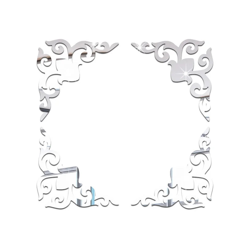 Acrylic Mirror Sticker Wall Cabinet Decor Self-adhesive Geometry Wall Corner Decorative Wall Stickers DIY Room Home Office Decor