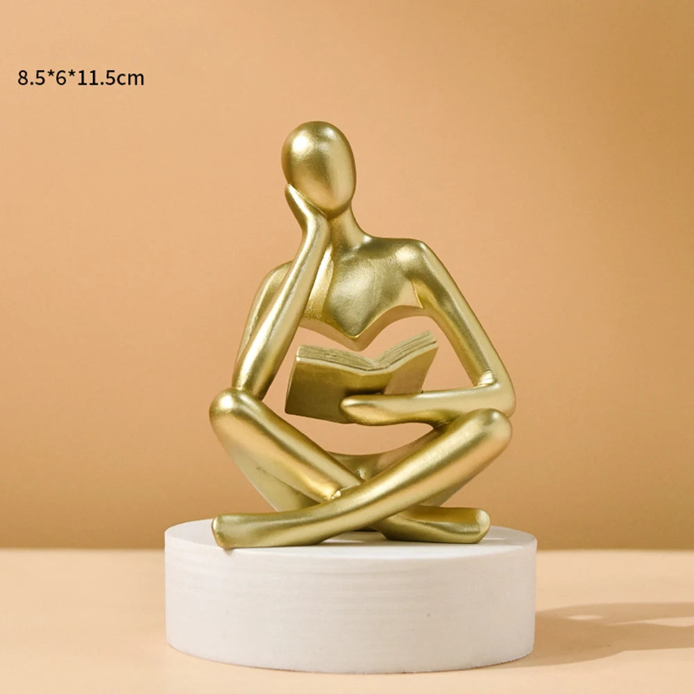 Bookshelf Decor Home Decor - Person Who is Thinking Abstract Thinker Sculpture Figurine Statue Resin Modern Reading Decoration