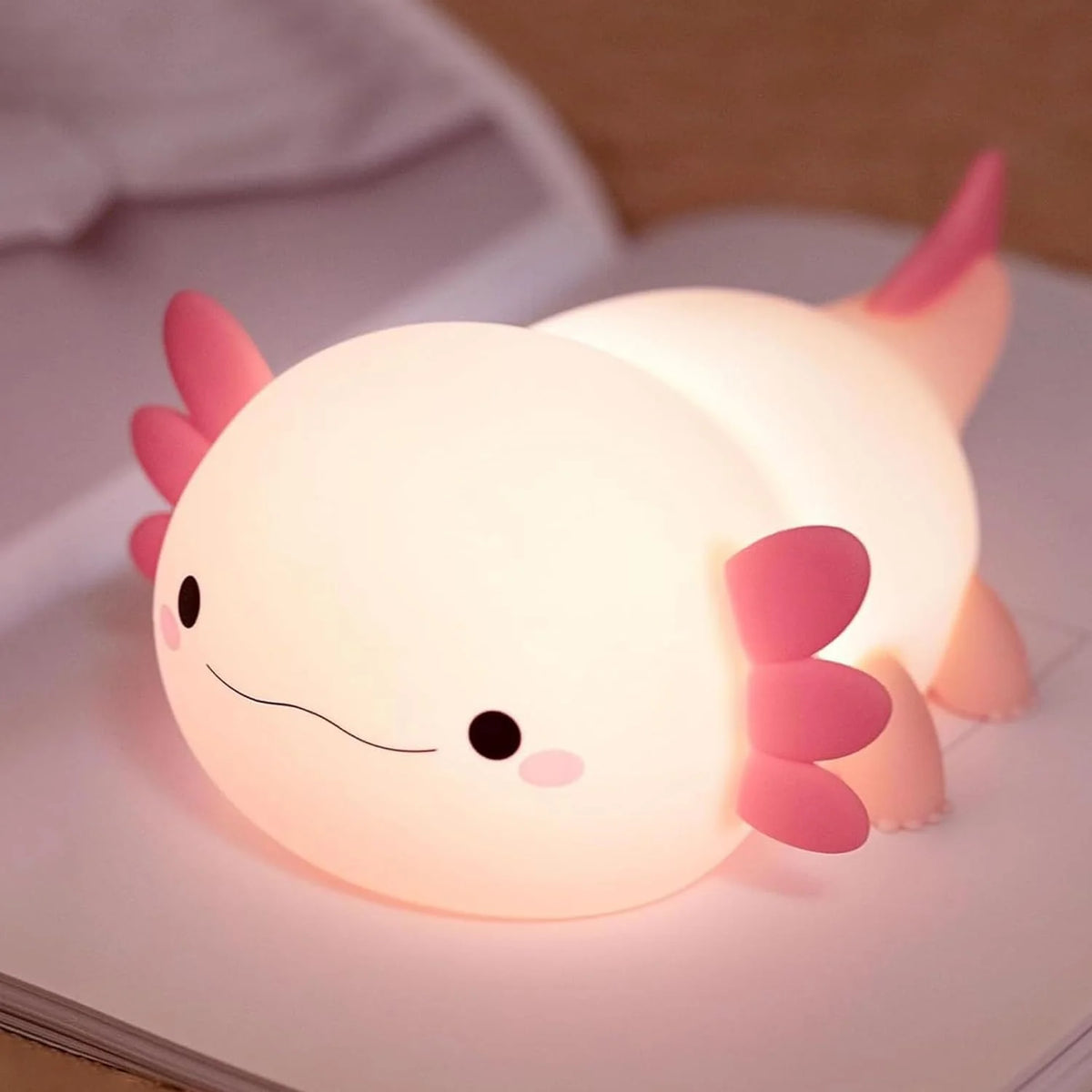 Night Light for Kids,Cute Purple Axolotl Lamp ,LED Squishy Nursery Nightlight, Soft Silicone Novelty Animal Bedside Lamp