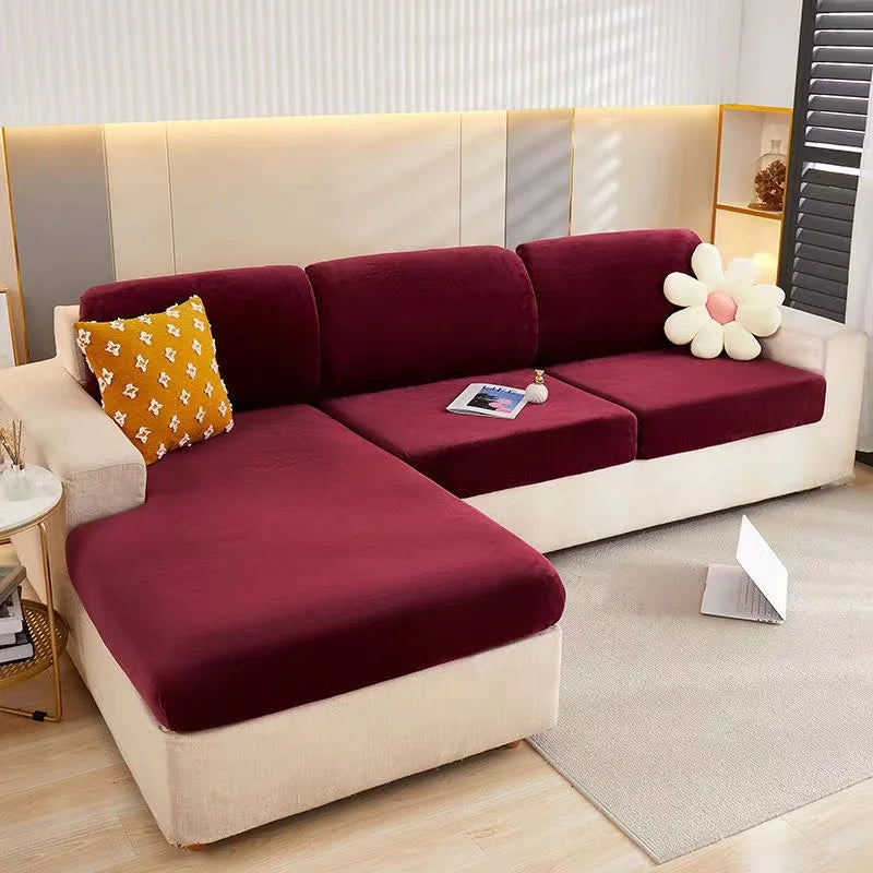 Velvet sofa seat cover cushion cover thick Jacquard solid soft stretch sofa slipcovers funiture protector
