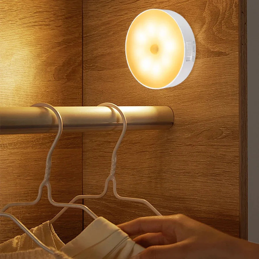 LED Smart Human Body Sensor Night Lamp Emergency Automatic Lighting USB Charging Wireless Magentic Suction Use Night Light