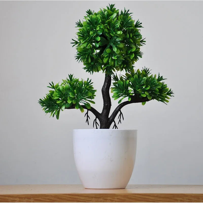 Artificial Plants Potted Bonsai Green Small Tree Plants Fake Flowers Potted Ornaments for Home Garden Decor Party Hotel Decor