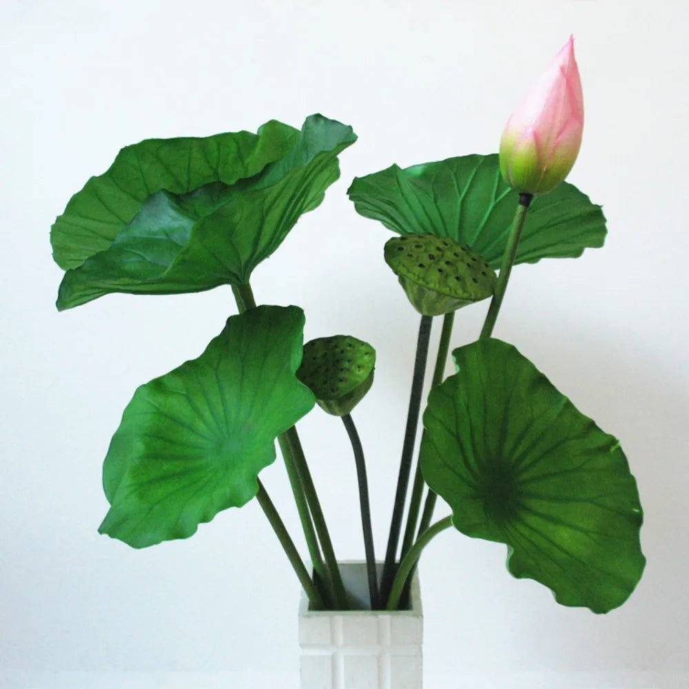 1PC DIY Decoration Artificial Flower New Landscape Long Stem PU Green Plant Artificial Flower Pole Lotus Pod Artificial Lotus