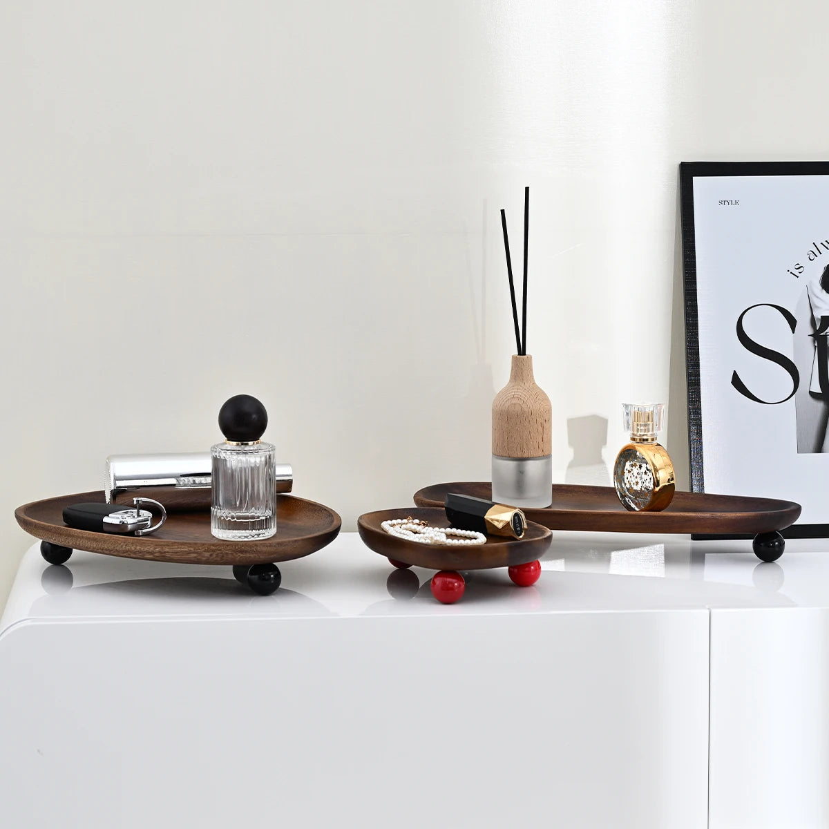 Wooden Oval Irregular Tray, Multifunctional Desktop Decorative Tray, Aromatherapy Storage, Key Tray, Jewelry & Accessories Organizer, Home Decor, 1pc