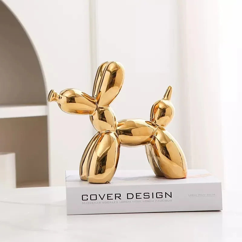 11/21CM Mini Ceramic Balloon Dog Sculpture Abstract Ornament Study Room Statue Home Office Accessories Festival Decoration 