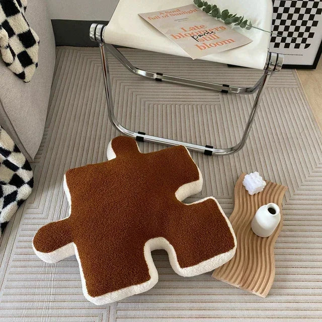Blacket White Irregular Jigsaw Seat Cushion Chair Soft Back Cushion Home Decor Throw Pillow Comfortable Teddy Velvet Cushions
