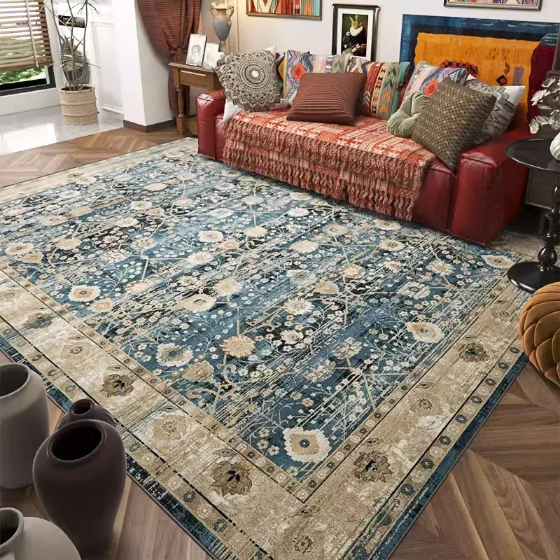 Carpet for Living Room Retro Bohemian Floral Abstract Large Area Rug Home Decoration Pastoral Ethnic Style Bedroom Mat ковер