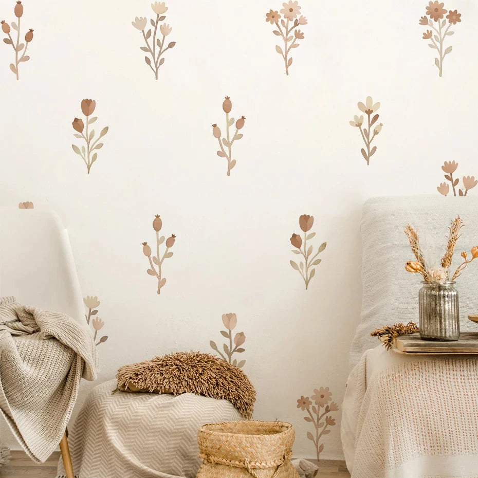 Flowers Wall Stickers for Bedroom Living Decor Wall Decals Girls Room Decorative Wall Stickers Baby Nursery Room Kids Room