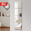 4pcs Self-Adhesive Acrylic Mirror Wall Stickers - Flexible, Non-Glass Decorative Tiles for Home & Wedding Decor
