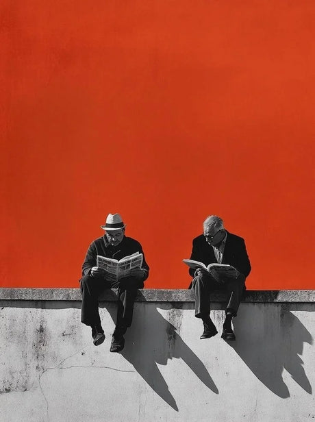 1pc Retro Surrealism Unique Men on Edge Poster - Frameless Abstract Canvas Wall Art Print for Living Room & Bedroom Decortions