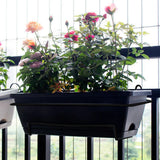 Balcony Railing Planter Plant Basket Fence Planter with Rack and Tray Flowerpot Window Box Planter for Deck Yard Countryside