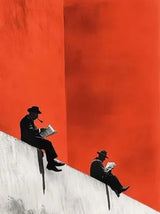 1pc Retro Surrealism Unique Men on Edge Poster - Frameless Abstract Canvas Wall Art Print for Living Room & Bedroom Decortions