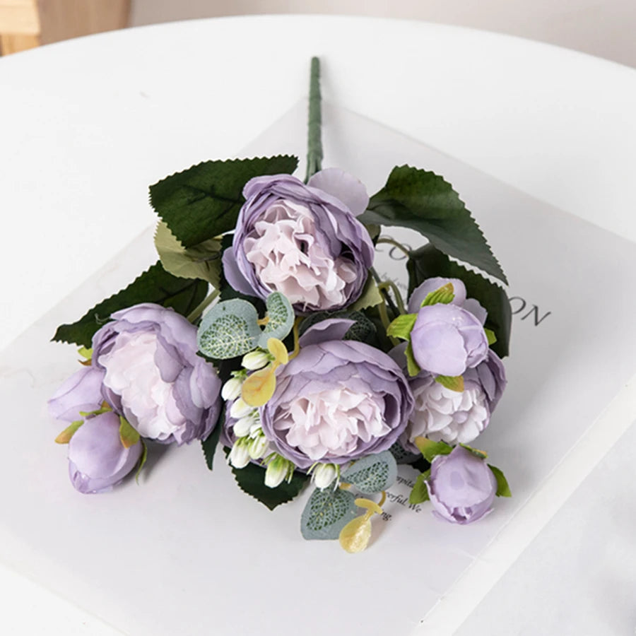 30CM Artificial Flowers Silk Peony Bouquet Festival Vases for Decoration Craft Home Garden Living Room Wedding Accessories Props