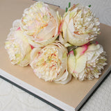 1 Bouquet 5 Heads Artificial Peony Big Silk Flower Leaf Home Garden Office Wedding Party Fake Flowers Festival Bar Decoration
