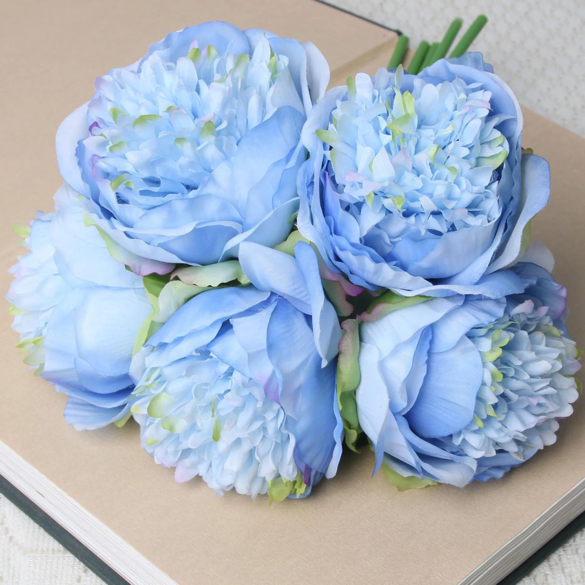 1 Bouquet 5 Heads Artificial Peony Big Silk Flower Leaf Home Garden Office Wedding Party Fake Flowers Festival Bar Decoration