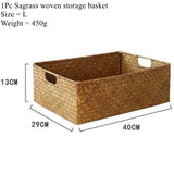 Zerolife Natural Large Woven Seagrass Basket Of Straw Wicker For Home Table Fruit Bread Towels Small Kitchen Storage Container
