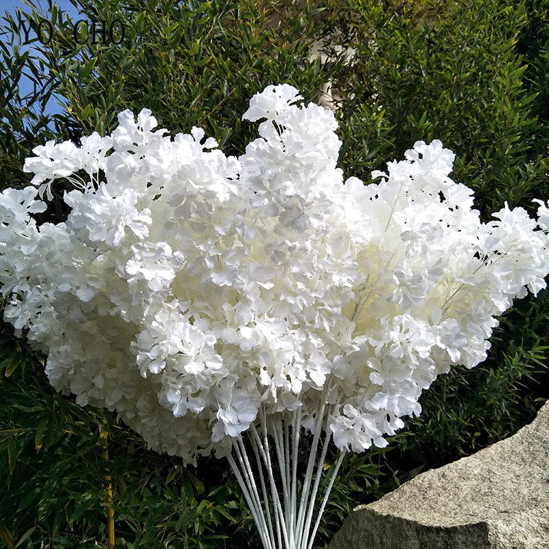 90cm Silk Hydrangea White Branch Drifting Snow Gypsophila Artificial Flowers Cherry Blossoms Wedding Arch Decorate Fake Flower