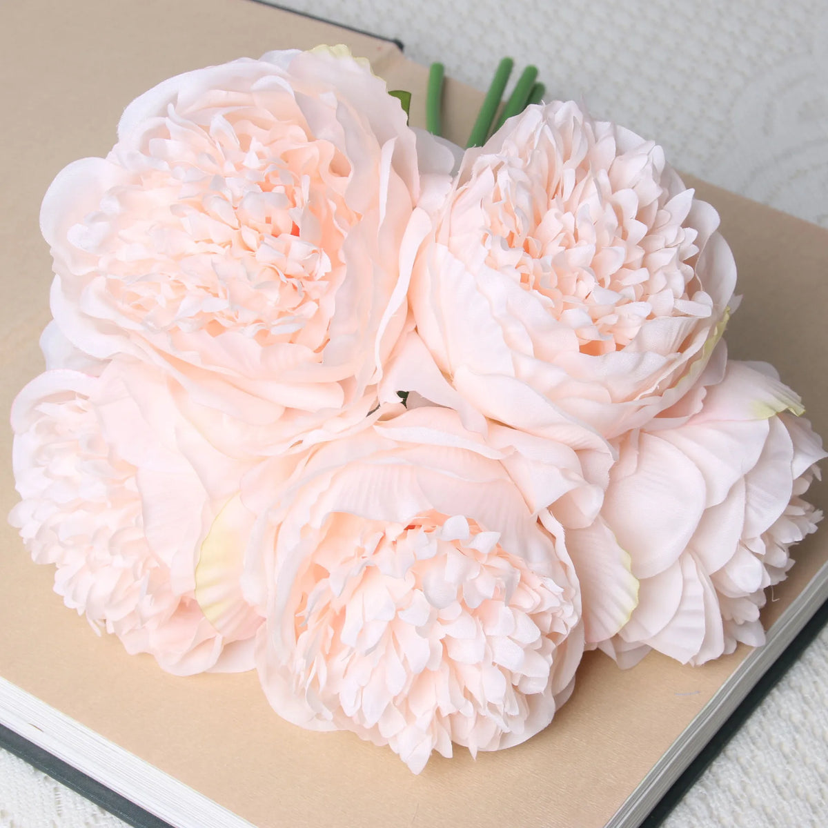 1 Bouquet 5 Heads Artificial Peony Big Silk Flower Leaf Home Garden Office Wedding Party Fake Flowers Festival Bar Decoration