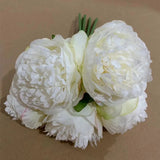 1 Bouquet 5 Heads Artificial Peony Big Silk Flower Leaf Home Garden Office Wedding Party Fake Flowers Festival Bar Decoration