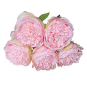 1 Bouquet 5 Heads Artificial Peony Big Silk Flower Leaf Home Garden Office Wedding Party Fake Flowers Festival Bar Decoration