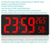 1PC Super Large Screen Wall Mount Clock, Hanging Stand Optional BIG BOWL Clock Living Room LED Digital Clock for Home Decor