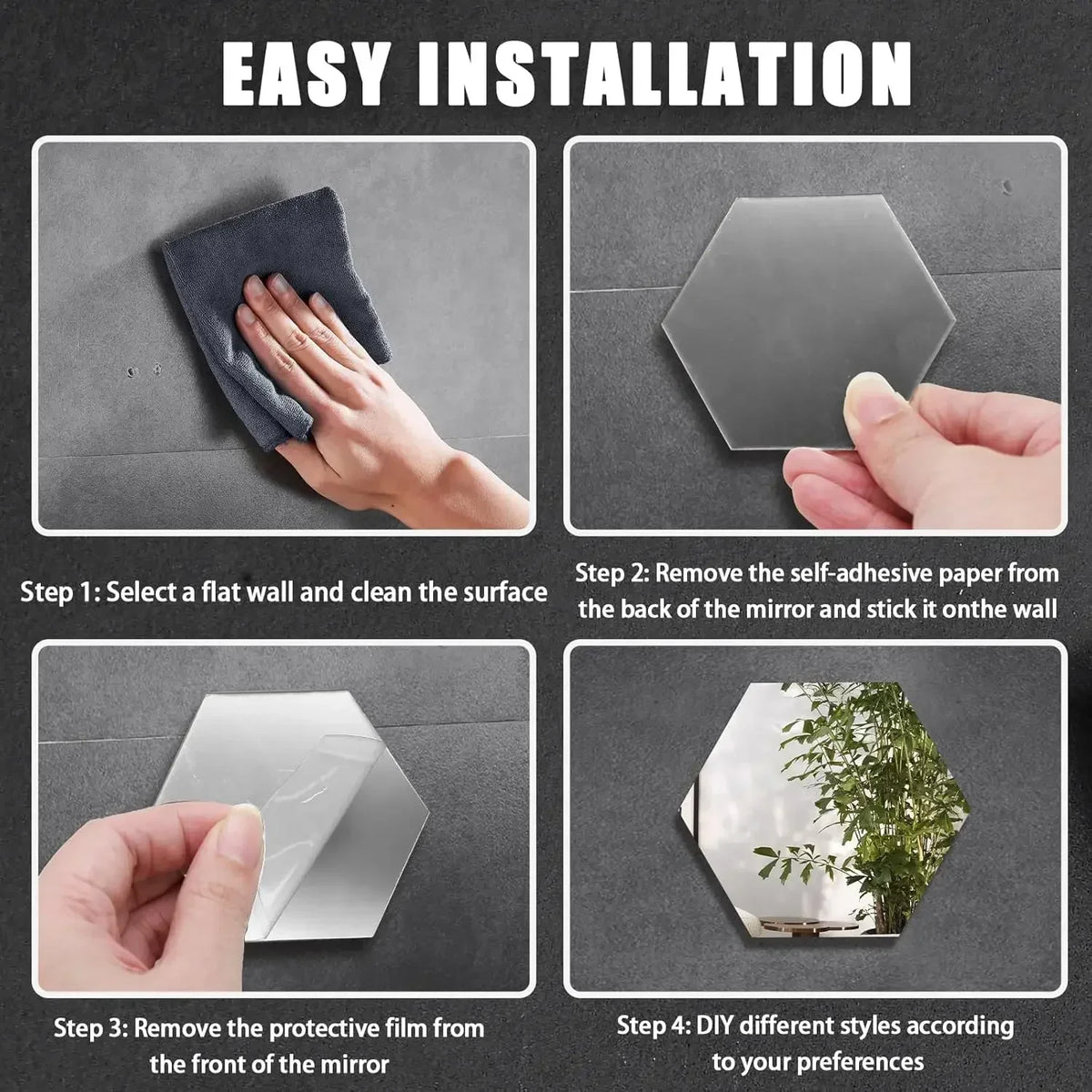 Acrylic Hexagon Mirror Wall Stickers Self Adhesive Removable Livingroom Bathroom Bedroom Wall Decoration Mirror Home Decoration
