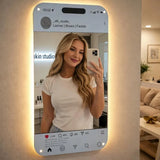 Personalized  LED Social Media Mirror Light Sign Customized Selfie Frame Room Wall Decoration Christmas Birthday Gifts
