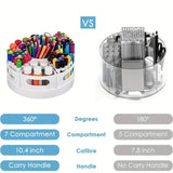 360 Degree Rotating Desk Organizer 7 Removable Bins Multi-Functional Pen Holder Stationery Storage Rack Office School Accessorie