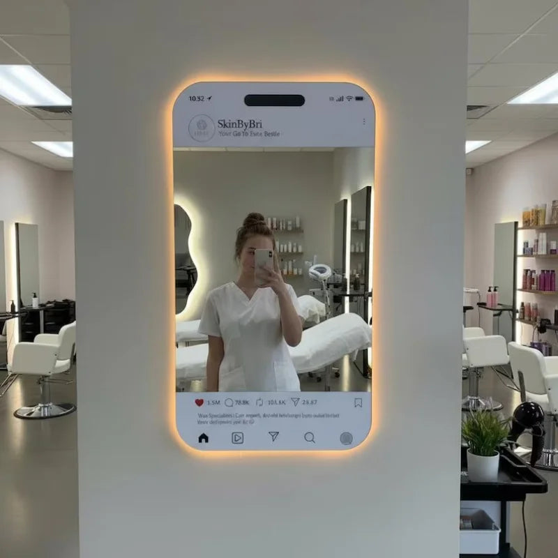 Personalized  LED Social Media Mirror Light Sign Customized Selfie Frame Room Wall Decoration Christmas Birthday Gifts