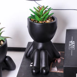 XIYA FLOWER Artificial Aloe Potted Plant Black Miniature Character Pot Fake Potted Plant Wholesale PE Material Home Decoration