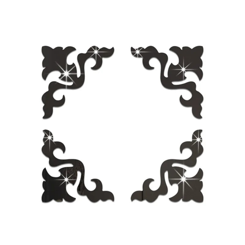 Acrylic Mirror Sticker Wall Cabinet Decor Self-adhesive Geometry Wall Corner Decorative Wall Stickers DIY Room Home Office Decor
