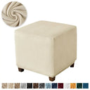 Velvet Square Ottoman Cover Soft Elastic Footrest Slipcovers for Living Room House Pouf Stool Covers Furniture Protector Case