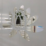 Lotus 3D Mirror Wall Sticker Home Living Room Bedroom Office Hallway Wall Decorations Acrylic Mirror Reflective Wall Sticker