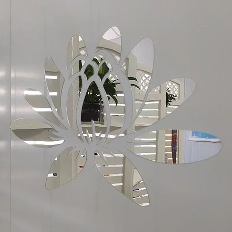 Lotus 3D Mirror Wall Sticker Home Living Room Bedroom Office Hallway Wall Decorations Acrylic Mirror Reflective Wall Sticker