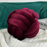 Cozy Hand-woven Knotted Pillow Golden Velvet Three-strand Rope Cushion for Sofa