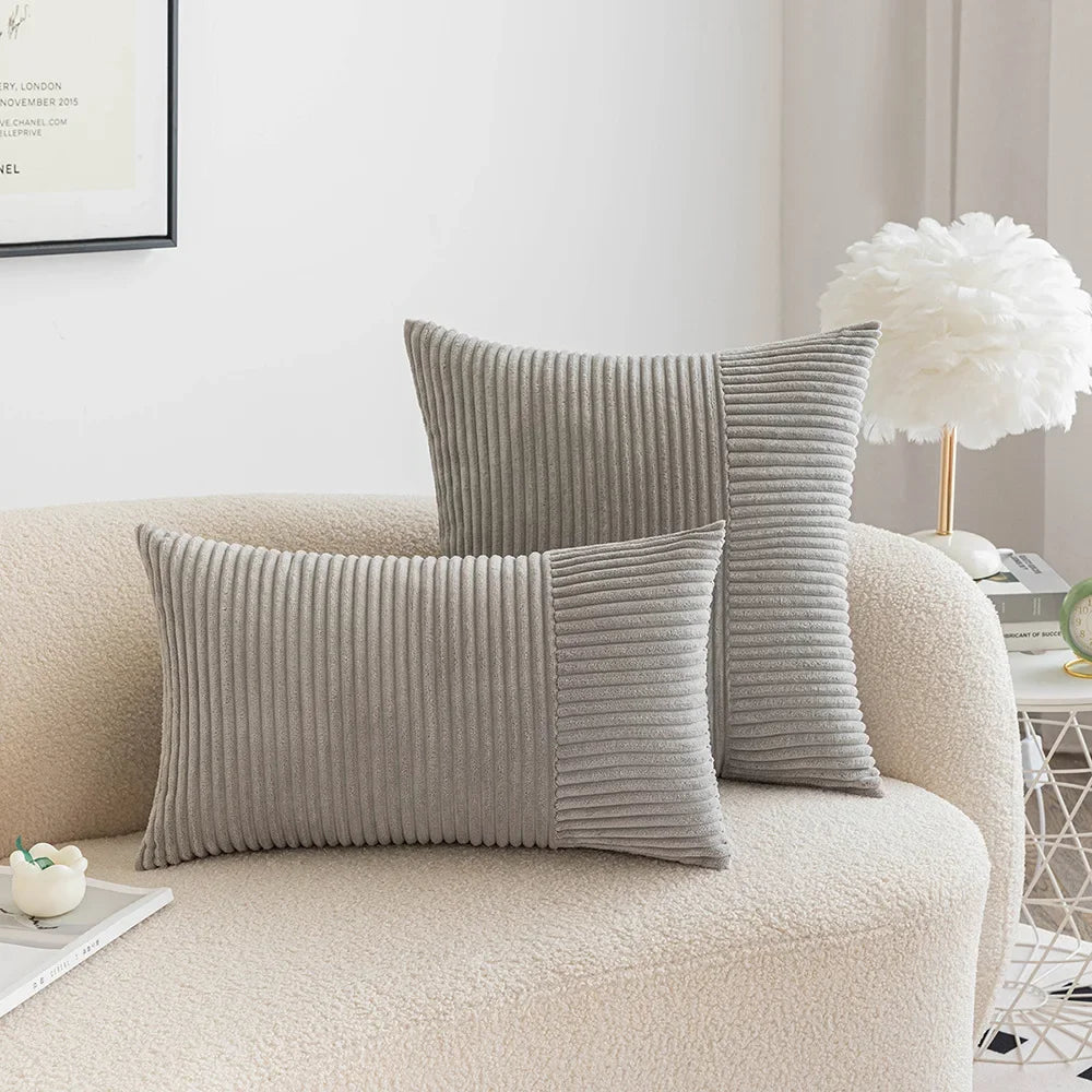 Striped Corduroy Cushion Cover Decorative Pillows for Sofa Living Room Patchwork Throw Pillow Cover Modern Simple Waist Cover