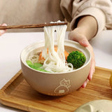 Cartoon Cat Ceramic Instant Noodle Bowl With Lid Underglaze Color Soup Salad Bowl Kitchen Office Student Lunch Box 550ml