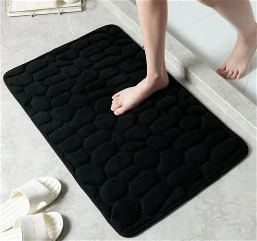 Cobblestone Embossed Bathroom Bath Mat Non-slip Carpets In Wash Basin Bathtub Side Floor Rug Shower Room Doormat Memory Foam Pad