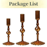 3Pcs Glass Candlestick Holders Glass Taper Candle Holders Groovy Wavy Elegant Candle Stick for Home Party Decoration