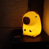 HPH Cute Capybara Night Light Novelty Dimmable Nursery Nightlight Rechargeable Touch Lamp Silicone Pat Lamp for Kids Room Decor