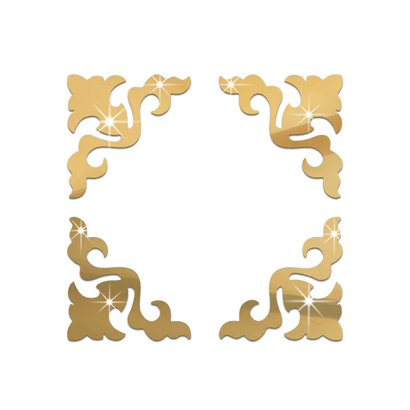 Acrylic Mirror Sticker Wall Cabinet Decor Self-adhesive Geometry Wall Corner Decorative Wall Stickers DIY Room Home Office Decor