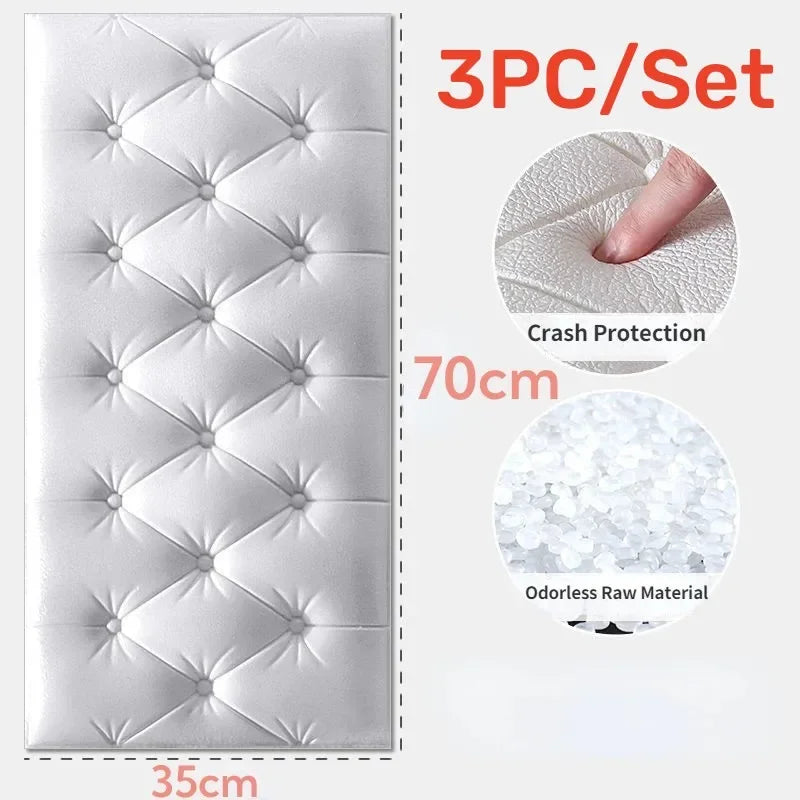 70X35CM 3PCS/SET 6PC/SET Self-adhesive 3D Brick Wallpaper PE Foam Wall Panels Stickers Waterproof Wallpaper Home Decoration